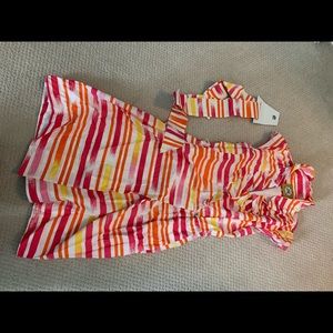 nwot Elizabeth McKay stripe wrap ruffle dress